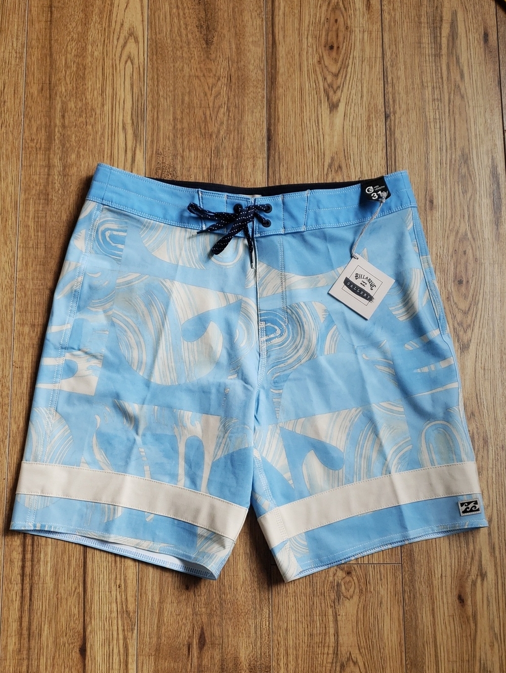 Billabong Elements Pro Light Blue Board Shorts Swim Trunk Size 31